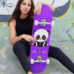 Monogram Cute Panda Personalized Purple Skateboard<br><div class="desc">Monogram Cute Panda Personalized Purple Skateboard features a cute panda bear sitting on the floor on a purple background. Personalize with your monogram and name or delete text in text boxes for no name. Personalize by editing the text in the text box provided. Designed by ©Evco Studio www.zazzle.com/store/evcostudio</div>