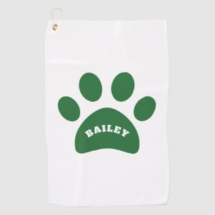 Monogram Cute Paw Print Golf Towel