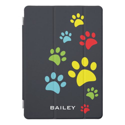 Monogram Cute Paw Prints iPad Pro Cover