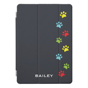 Monogram. Cute Paw Prints. iPad Pro Cover