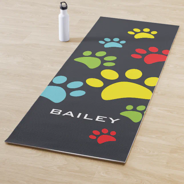 Monogram Cute Paw Prints Yoga Mat | Zazzle