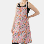 Monogram | Cute Retro Floral Pattern Apron
