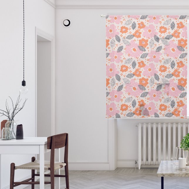Monogram | Cute Retro Floral Pattern Sheer Curtains (Living Room)