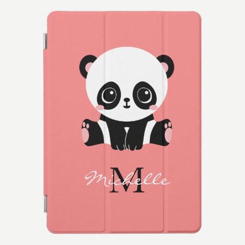 Monogram Cute Sitting Panda Personalized iPad Pro Cover