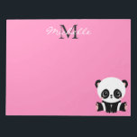 Monogram Cute Sitting Panda Personalized Pink Notepad<br><div class="desc">Monogram Cute Sitting Panda Personalized Pink Notepads features a cute panda bear sitting on the floor on a pink background. Personalize with your monogram and name by editing the text in the text boxes provided. Designed by ©Evco Studio www.zazzle.com/store/evcostudio</div>
