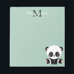Monogram Cute Sitting Panda Personalized Sage Notepad<br><div class="desc">Monogram Cute Sitting Panda Personalized Sage Notepads features a cute panda bear sitting on the floor on a sage green background. Personalize with your monogram and name by editing the text in the text boxes provided. Designed by ©Evco Studio www.zazzle.com/store/evcostudio</div>