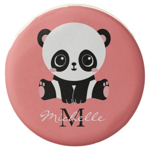 Monogram Cute Sitting Panda Personalized Salmon Chocolate Covered Oreo