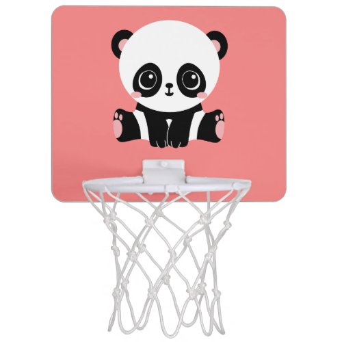 Monogram Cute Sitting Panda Personalized Salmon Mini Basketball Hoop