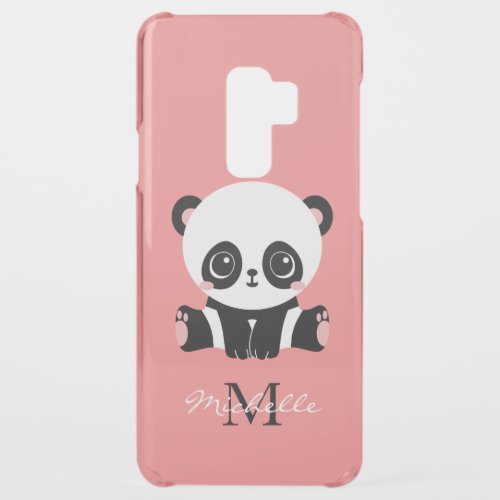 Monogram Cute Sitting Panda Personalized Salmon Uncommon Samsung Galaxy S9 Plus Case