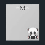 Monogram Cute Sitting Panda Personalized Silver Notepad<br><div class="desc">Monogram Cute Sitting Panda Personalized Silver Notepads features a cute panda bear sitting on the floor on a silver background. Personalize with your monogram and name by editing the text in the text boxes provided. Designed by ©Evco Studio www.zazzle.com/store/evcostudio</div>