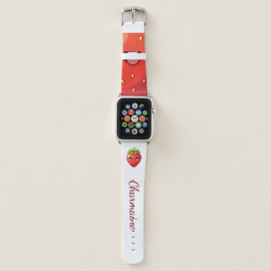 Monogram cute strawberry kawaii apple watch band