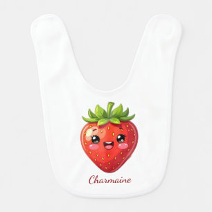 Monogram cute strawberry kawaii baby bib