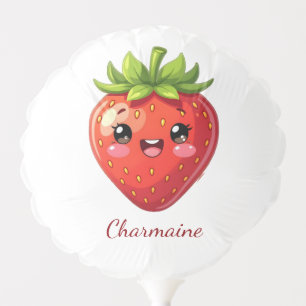 Monogram cute strawberry kawaii balloon