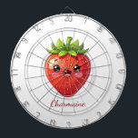 Monogram cute strawberry kawaii dart board<br><div class="desc">Add your name on this cute strawberry kawaii character.</div>