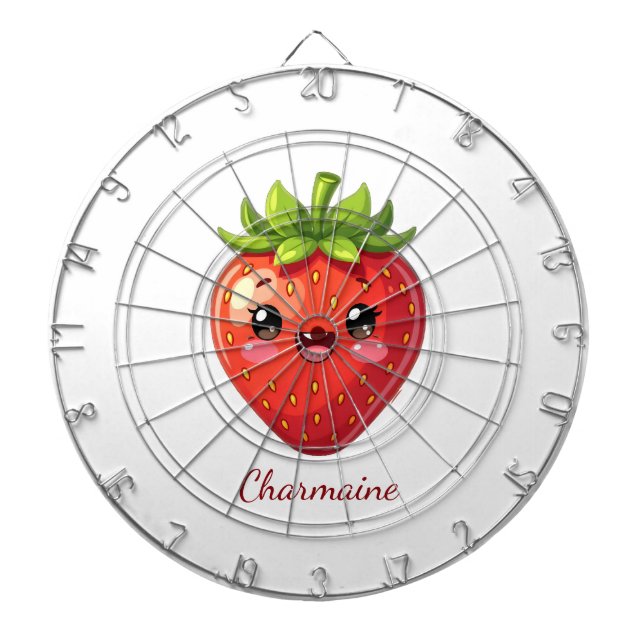 Monogram cute strawberry kawaii dart board (Front)