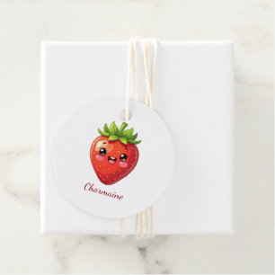 Monogram cute strawberry kawaii favor tags