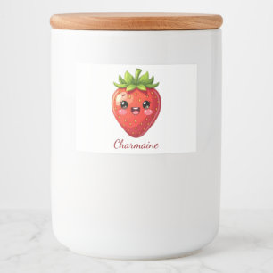 Monogram cute strawberry kawaii food label