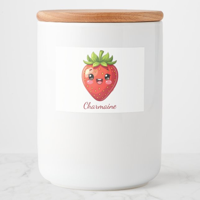 Monogram cute strawberry kawaii food label (Front)