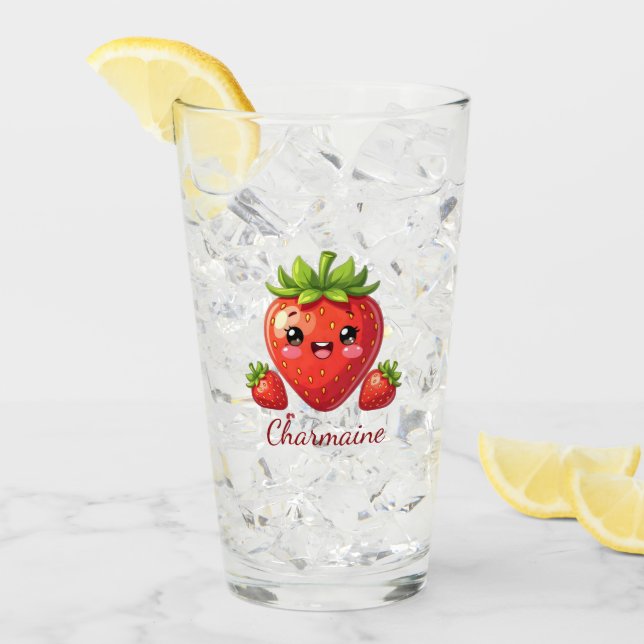 Monogram cute strawberry kawaii glass (Front Ice)