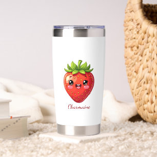 Monogram cute strawberry kawaii insulated tumbler