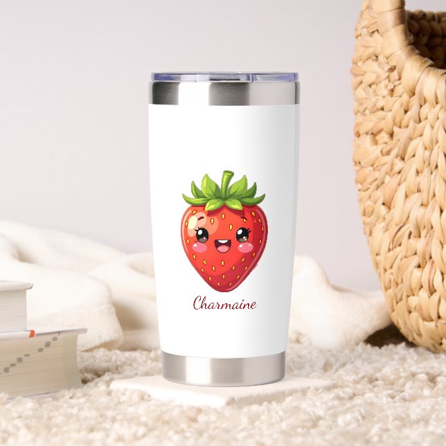 Monogram cute strawberry kawaii insulated tumbler (Living Room (Rotated))