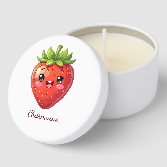 Monogram cute strawberry kawaii mini candle favors (Corner)