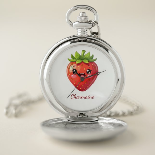 Monogram cute strawberry kawaii pocket watch (Inside)