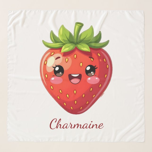 Monogram cute strawberry kawaii scarf (Front)