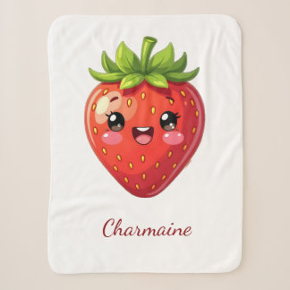 Monogram cute strawberry kawaii sherpa blanket