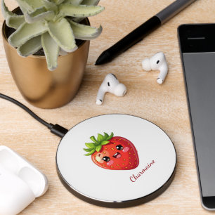 Monogram cute strawberry kawaii wireless charger 
