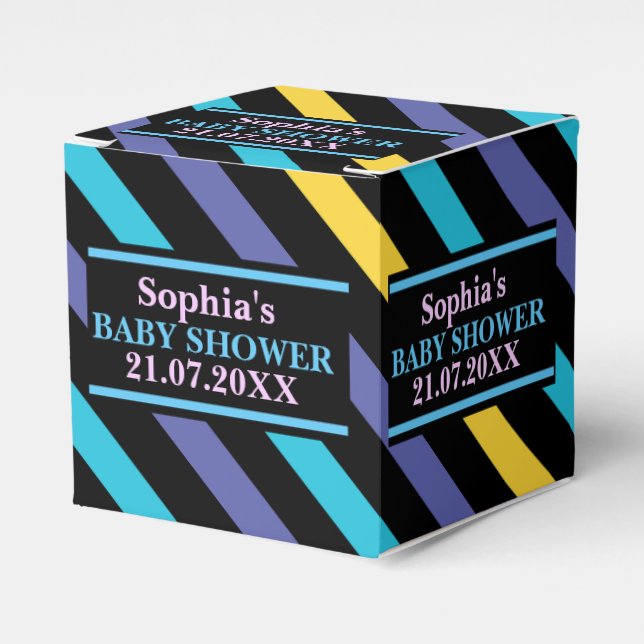 Monogram Cute Striped Baby Shower          Favor B Boxes (Front Side)