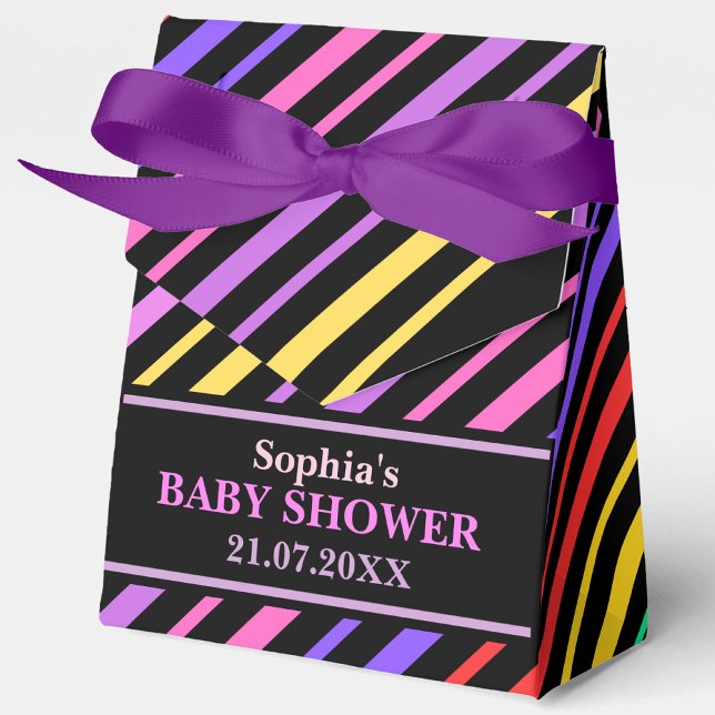 Monogram Cute Striped Baby Shower          Favor Boxes (Creator Uploaded)