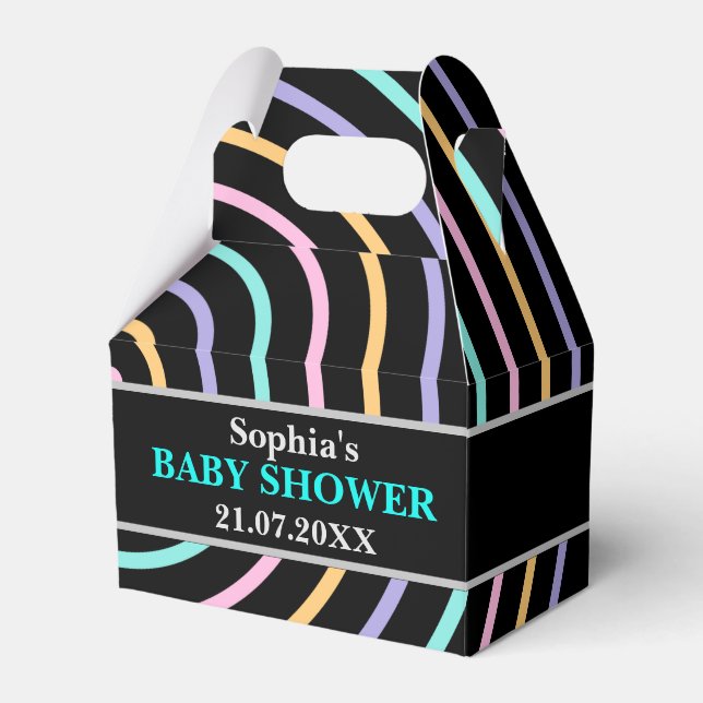 Monogram Cute Striped Baby Shower          Favor Boxes (Front Side)