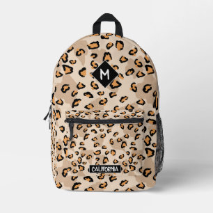 Monogram cute stylish wildlife Cheetah pattern Printed Backpack