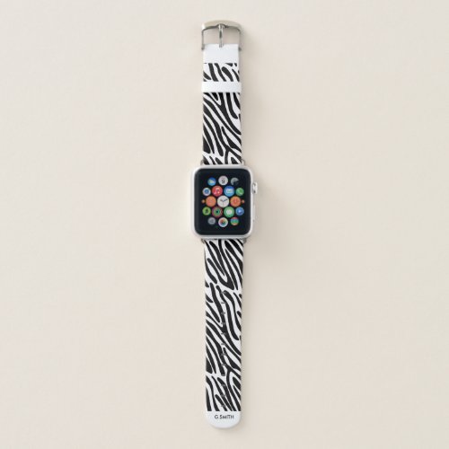 Monogram Cute Zebra Stripes Safari Pattern Apple Watch Band