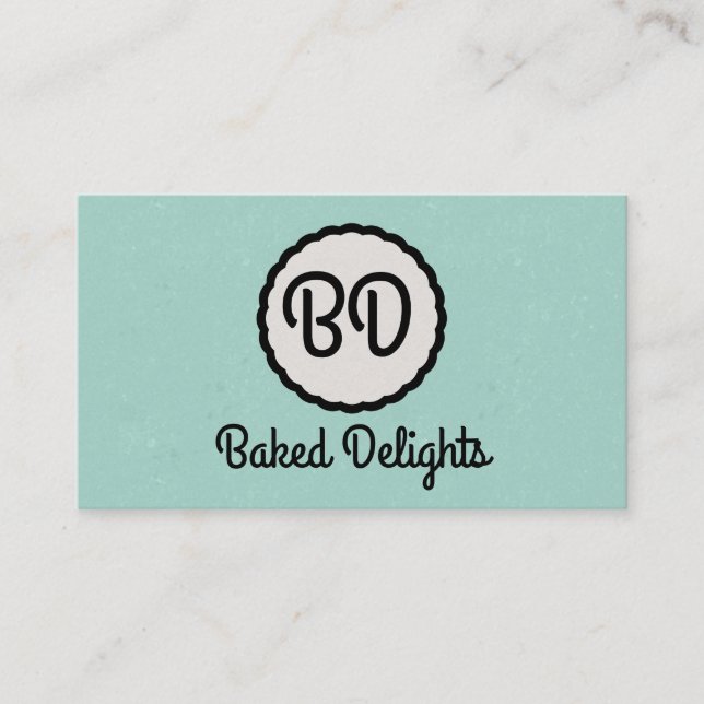 Monogram | Cutesy (mint) Business Card (Front)