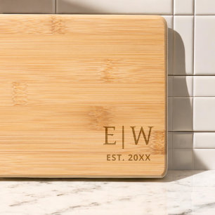 Monogram Cutting Board with Family Name