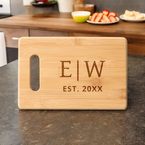 Monogram Cutting Board with Family Name