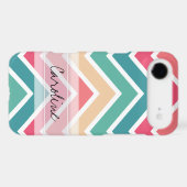Monogram Cyan Peach Reds Geometric Chevron Pattern iPod Touch (5th Generation) Case (Back (Horizontal))