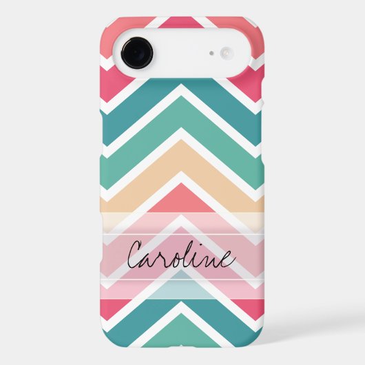Monogram Cyan Peach Reds Geometric Chevron Pattern iPod Touch (5th Generation) Case (Back)