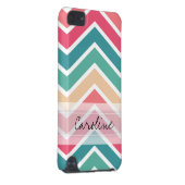 Monogram Cyan Peach Reds Geometric Chevron Pattern iPod Touch (5th Generation) Case (Back/Right)