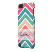 Monogram Cyan Peach Reds Geometric Chevron Pattern iPod Touch (5th Generation) Case (Back Left)