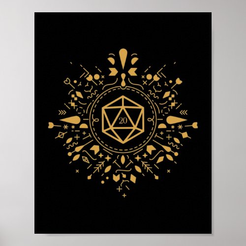 Monogram D20 Dice Fantasy Tabletop RPG Poster