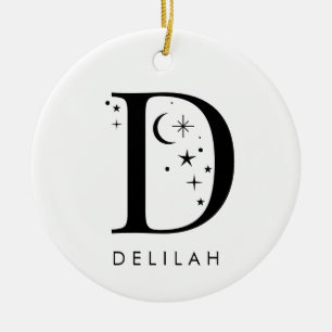 Monogram D Celestial Name Ceramic Ornament