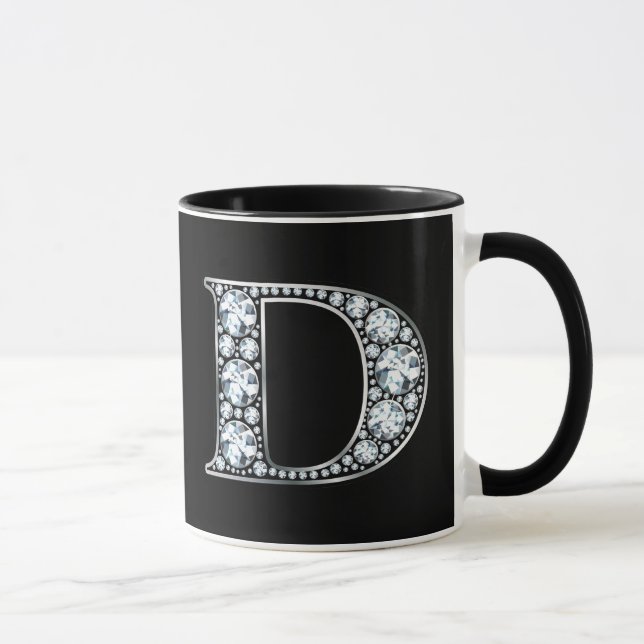 Monogram D Faux Diamond  Mug (Right)