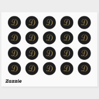 Gold glitter wedding personalized initial stickers, Zazzle