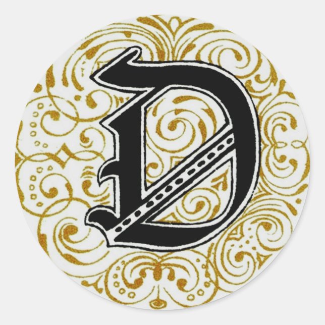 Monogram ‘D’ in Gold - Sticker (Front)