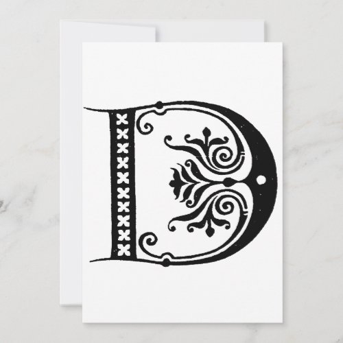 Monogram D Initial Black and White Holiday Card