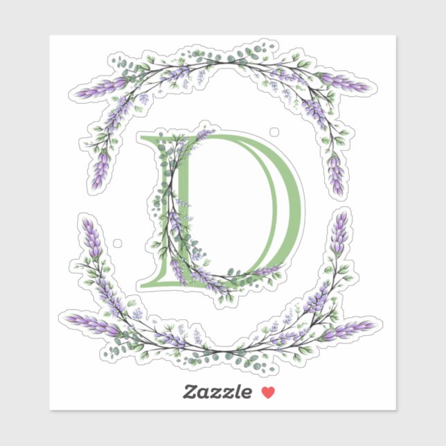 Monogram D Lavender Eucalyptus Sticker (Sheet)