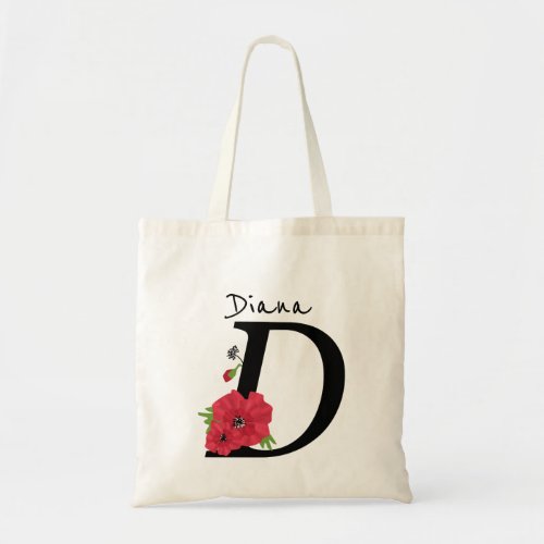 Monogram D letter D flowers monogram Tote Bag